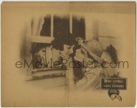 3z378 ALIAS LADYFINGERS LC 1921 great close up of Bert Lytell kissing pretty Ora Carew in window!