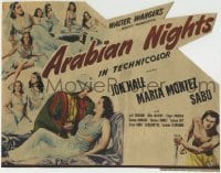 3z013 ARABIAN NIGHTS TC 1942 romantic c/u of hero Jon Hall & Maria Montez + Sabu & sexy harem girls