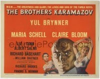3z037 BROTHERS KARAMAZOV TC 1958 huge headshot of Yul Brynner, sexy Maria Schell & Claire Bloom!