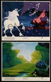 4a079 LAST UNICORN 8 8x10 mini LCs 1982 cool fantasy artwork of unicorn & giant flaming bull!