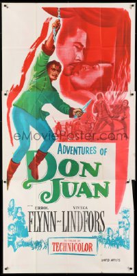 4b501 ADVENTURES OF DON JUAN Indian 3sh R1950s Errol Flynn made history when he made love to Lindfors!