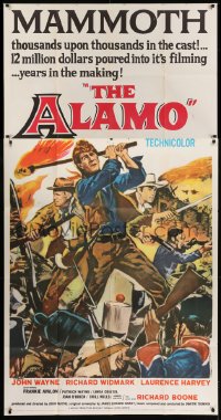 4b516 ALAMO 3sh 1960 great art of John Wayne & Richard Widmark in Texas War of Independence!