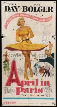 4b525 APRIL IN PARIS 3sh 1953 pretty Doris Day and wacky Ray Bolger in France!
