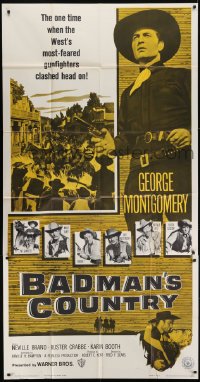 4b531 BADMAN'S COUNTRY 3sh 1958 George Montgomery as Pat Garrett, Buster Crabbe as Wyatt Earp!