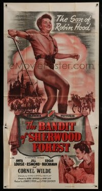 4b532 BANDIT OF SHERWOOD FOREST 3sh R1952 great full-length image of Cornel Wilde wearing tights!