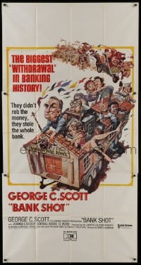 4b533 BANK SHOT int'l 3sh 1974 wacky art of George C. Scott taking the whole bank by Jack Davis!