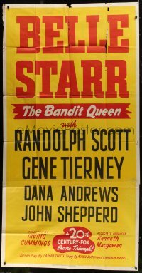 4b535 BELLE STARR 3sh R1948 female outlaw Gene Tierney as The Bandit Queen, Randolph Scott!