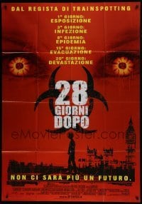 4b154 28 DAYS LATER Italian 1p 2002 Danny Boyle, creepy image of zombie eyes over London!