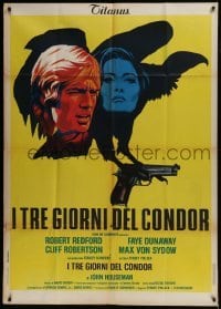4b156 3 DAYS OF THE CONDOR Italian 1p 1976 different art of Robert Redford & Faye Dunaway!
