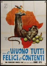 4b170 ANIMALS ARE BEAUTIFUL PEOPLE Italian 1p 1975 Jamie Uys, different art of African ape & bird!