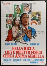 4b191 BELLA RICCA LIEVE DIFETTO FISICO CERCA ANIMA GEMELLA Italian 1p 1973 cool art by Cesselon!