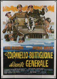 4b022 COLONEL BUTTIGLIONE BECOMES GENERAL Italian 2p 1974 art of soldiers & dog in sinking Jeep!