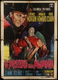 4b024 CURSE OF THE MUMMY'S TOMB Italian 2p 1964 different Piovano art of monster carrying girl!