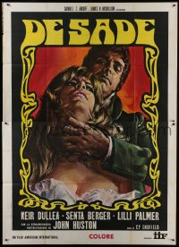 4b027 DE SADE Italian 2p 1970 different art of Keir Dullea with his hand on Senta Berger's neck!