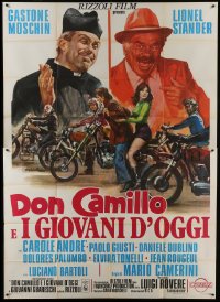 4b031 DON CAMILLO E I GIOVANI D'OGGI Italian 2p 1972 Ciriello art of top stars & motorcycle gang!