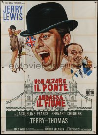 4b032 DON'T RAISE THE BRIDGE, LOWER THE RIVER Italian 2p 1968 wacky art of Jerry Lewis in London!