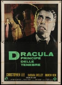 4b034 DRACULA PRINCE OF DARKNESS Italian 2p 1966 best Nistri art of vampire Christopher Lee!