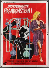 4b045 FRANKENSTEIN MUST BE DESTROYED Italian 2p 1969 sexy completely different art by Gero!