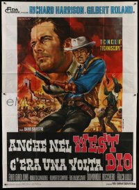 4b047 GOD WAS IN THE WEST TOO AT ONE TIME Italian 2p 1968 Gilbert Roland, spaghetti western art!