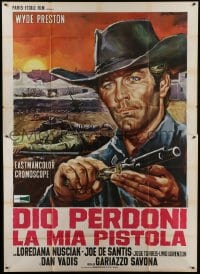 4b048 GOD WILL FORGIVE MY GUN Italian 2p 1969 great Ezio Tarantelli spaghetti western art!