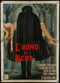 4b073 JUDEX Italian 2p 1964 cool artwork of caped master criminal carrying sexy girl!