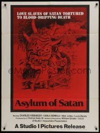 4c345 ASYLUM OF SATAN 30x40 1972 love slaves of Satan tortured to blood-dripping death!