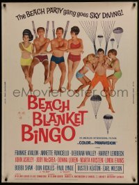 4c348 BEACH BLANKET BINGO 30x40 1965 Frankie Avalon & Annette Funicello go sky diving!