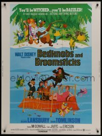4c349 BEDKNOBS & BROOMSTICKS 30x40 1971 Walt Disney, Angela Lansbury, great cartoon art!