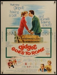 4c371 GIDGET GOES TO ROME 30x40 1963 James Darren & Cindy Carol over Italy's Coliseum!