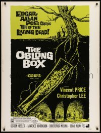 4c390 OBLONG BOX 30x40 1969 Vincent Price, Edgar Allan Poe's tale of living dead, cool horror art!