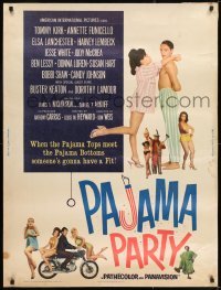 4c395 PAJAMA PARTY 30x40 1964 Annette Funicello in sexy lingerie, Tommy Kirk, Buster Keaton!