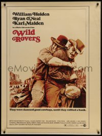 4c413 WILD ROVERS 30x40 1971 great close up of William Holden & Ryan O'Neal on horse, Blake Edwards