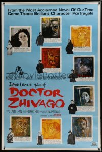 4c115 DOCTOR ZHIVAGO 40x60 1965 David Lean, cool art portraits of 9 top stars by M. Piotrowski!