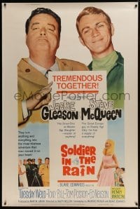 4c125 SOLDIER IN THE RAIN 40x60 1964 close-ups of misfit soldiers Steve McQueen & Jackie Gleason!