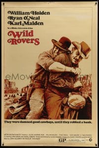 4c128 WILD ROVERS 40x60 1971 great close up of William Holden & Ryan O'Neal on horse, Blake Edwards