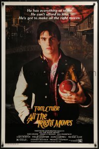 4c431 ALL THE RIGHT MOVES 1sh 1983 close up of high school football player Tom Cruise!