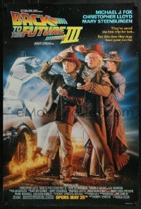 4c455 BACK TO THE FUTURE III advance DS 1sh 1990 Michael J. Fox, Chris Lloyd, Zemeckis, Drew art!