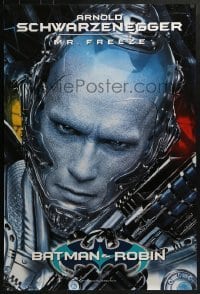 4c458 BATMAN & ROBIN teaser 1sh 1997 cool super close up of Arnold Schwarzenegger as Mr. Freeze!