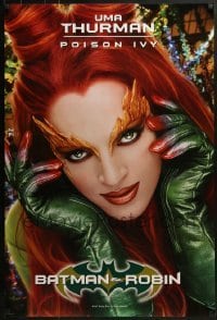 4c461 BATMAN & ROBIN teaser 1sh 1997 super close up of sexy Uma Thurman as Poison Ivy in costume!