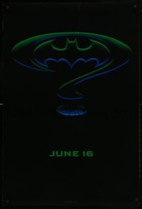 4c466 BATMAN FOREVER teaser DS 1sh 1995 Kilmer, Kidman, cool question mark & bat symbol design!