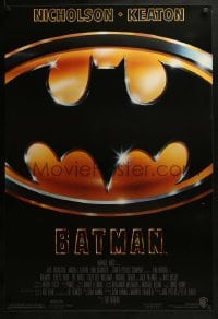 4c462 BATMAN 1sh 1989 directed by Tim Burton, cool image of Bat logo, new credit design!