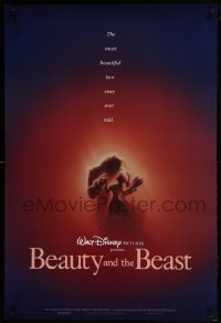 4c477 BEAUTY & THE BEAST DS 1sh 1991 Disney cartoon classic, romantic dancing art by John Alvin!