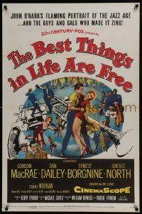 4c481 BEST THINGS IN LIFE ARE FREE 1sh 1956 Michael Curtiz, Gordon MacRae, art of gun & trumpet!