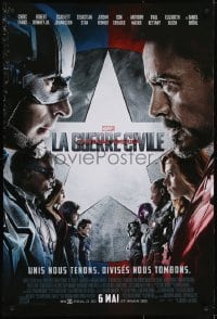 4c517 CAPTAIN AMERICA: CIVIL WAR int'l French language advance DS 1sh 2016 Marvel, Evans, Downey!