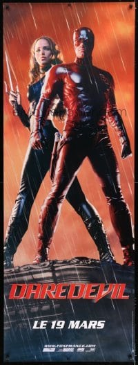 4c025 DAREDEVIL DS French door panel 2003 superheros Ben Affleck and Jennifer Garner in rain!