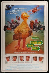 4c596 FOLLOW THAT BIRD 1sh 1985 great art of the Big Bird & Sesame Street cast by Steven Chorney!