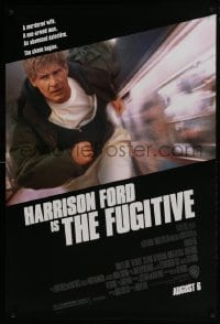 4c606 FUGITIVE advance DS 1sh 1993 Harrison Ford is on the run from Tommy Lee Jones!