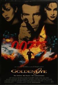 4c616 GOLDENEYE DS 1sh 1995 cast image of Pierce Brosnan as Bond, Isabella Scorupco, Famke Janssen!