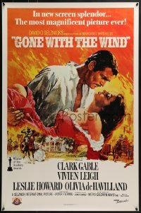 4c617 GONE WITH THE WIND 1sh R1989 Terpning art of Gable carrying Leigh over burning Atlanta!