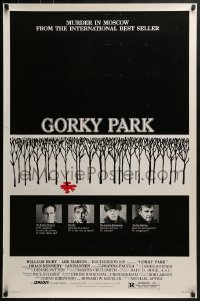 4c621 GORKY PARK 1sh 1983 William Hurt, Lee Marvin, cool bloody snow in trees image!